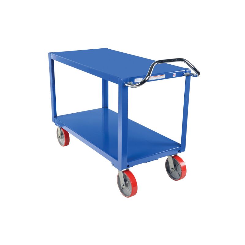 Vestil DH-PU2.4-3060 Steel Platform Ergo Handle Cart with Poly Casters