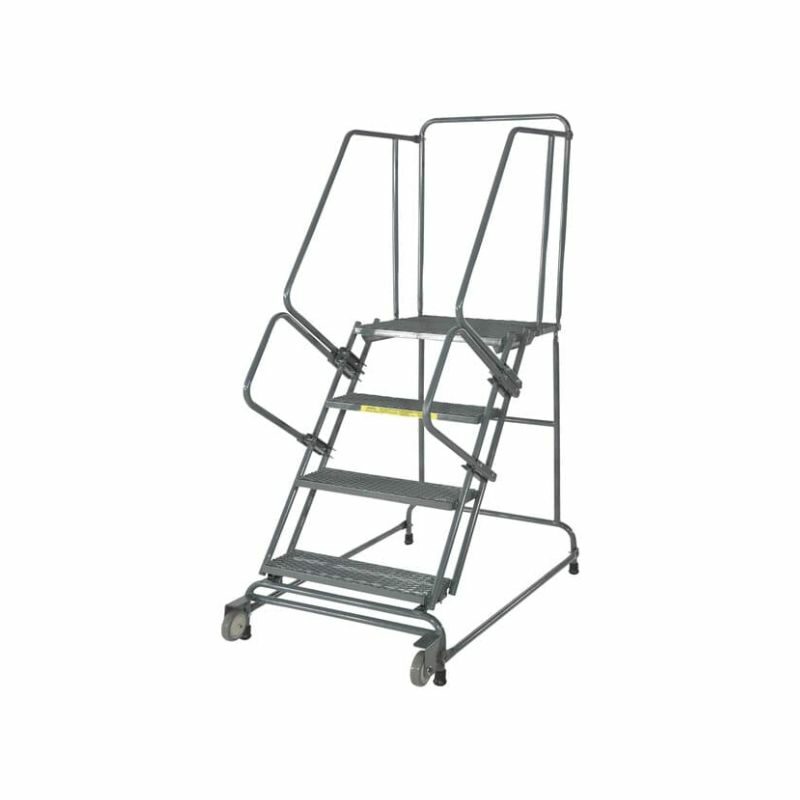 Ballymore HL-6NS Tilt and Roll 6-Step Gray Steel Rolling Safety Ladder with Straddle Base