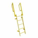 Ballymore WLFS0216-Y 16-Rung Yellow Steel Fixed Safety Ladder with Walk-Thru Guardrails
