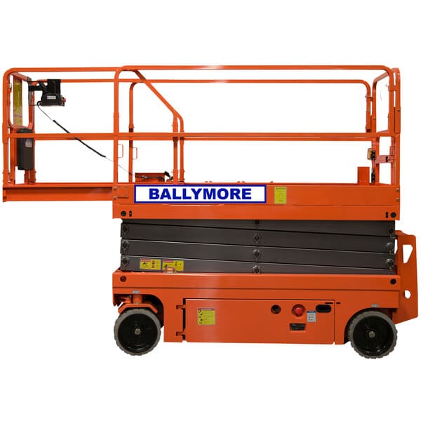 Ballymore DMSL-26 Battery-Powered Drivable Compact Scissor Lift with Roll-Out Cantilevered Platform