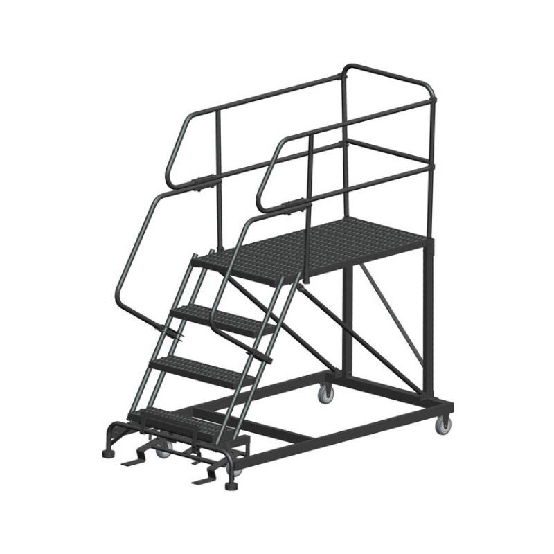 Ballymore SEP4-3648 4-Step Heavy-Duty Steel Mobile Work Platform with Handrails