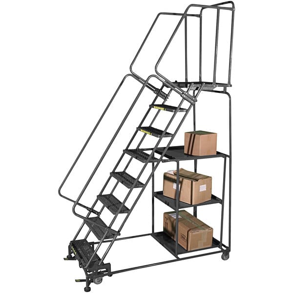 Ballymore SPL-6-14 6-Step Gray Steel Rolling Safety Ladder / Stock Picking Cart