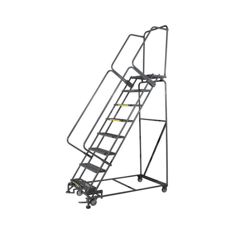 Ballymore SW824 8-Step Gray Steel 50-Degree Slope Walk Down Rolling Ladder