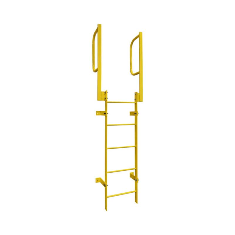 Ballymore WLFS0206-Y 6-Rung Yellow Steel Fixed Safety Ladder with Walk-Thru Guardrails